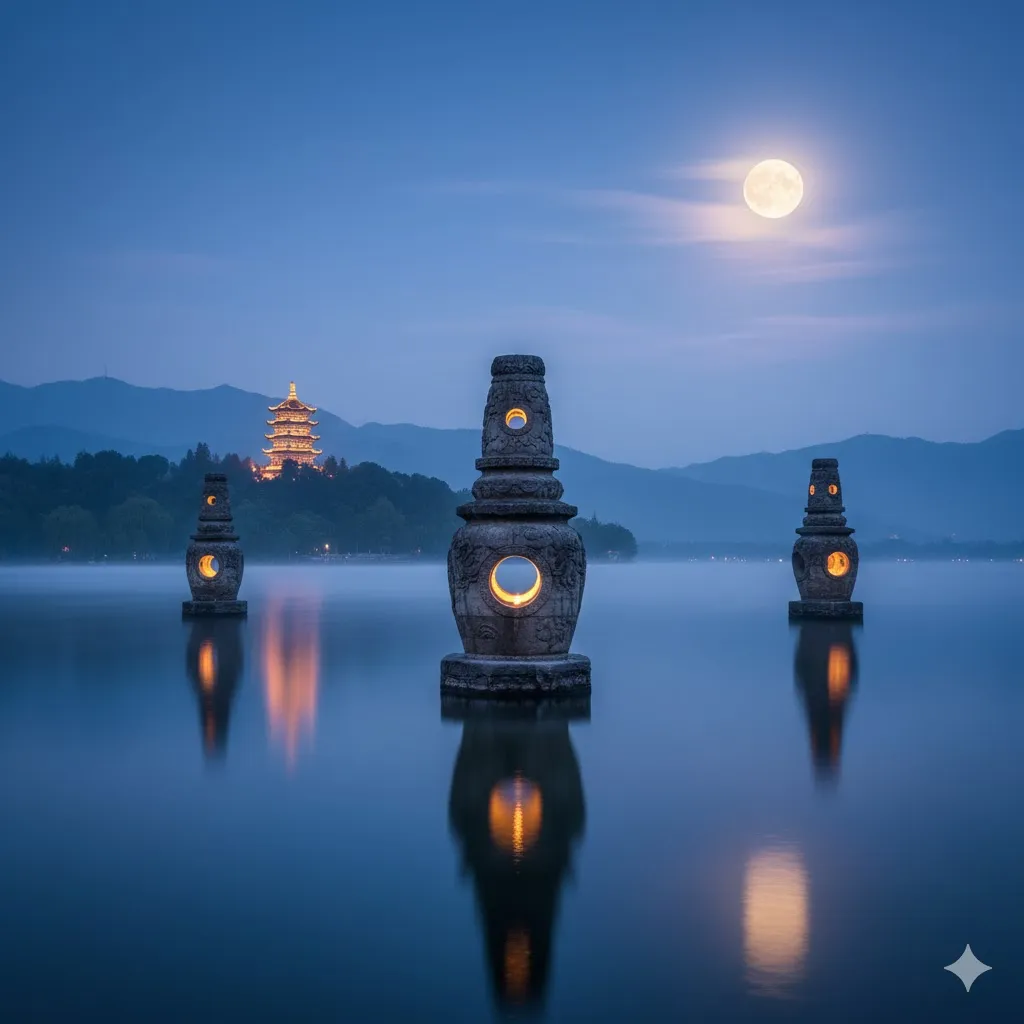 Three Pools Mirroring the Moon (三潭印月)